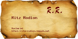 Ritz Rodion névjegykártya
